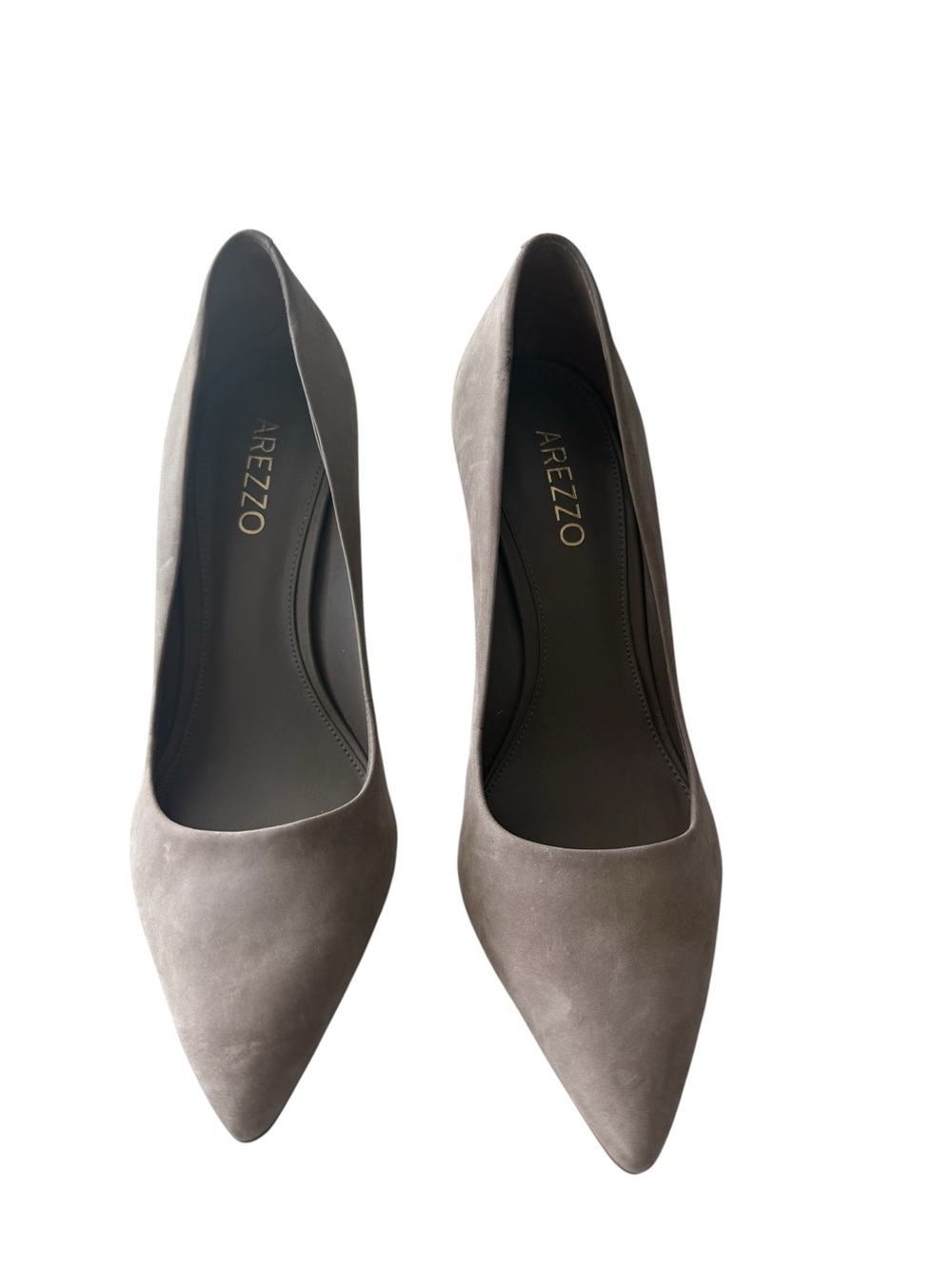 Arezzo Taupe Pointed-Toe Suede Pumps